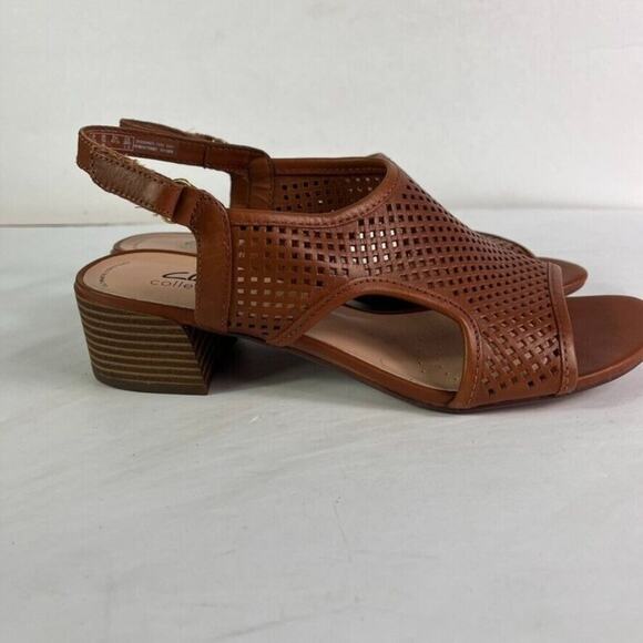 Clarks Sandals Womens 10 Tan Caroleigh Star Heeled Leather Open Toe - Picture 4 of 11